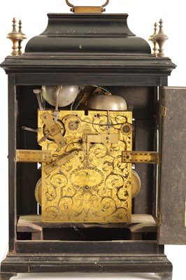 Lot 597 - WINDMILLS, LONDON. A GEORGE I EBONISED MUSICAL BRACKET CLOCK WITH PULL QUARTER REPEAT