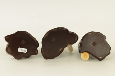 Lot 152 - A JAPANESE MEIJI PERIOD BRONZE AND IVORY FIGURAL GROUP OF THREE ELDERS PLAYING GO & GO BANG GAME
