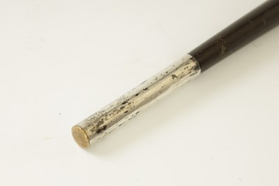 Lot 307 - A LARGE LATE 19TH CENTURY SILVER MOUNTED RHINOCEROS HORN WALKING STICK