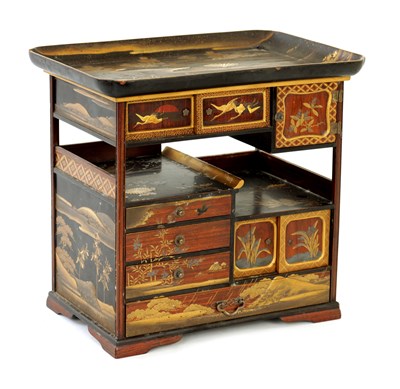 Lot 127 - A JAPANESE MEIJI PERIOD LACQUERED CHA DANSU/COLLECTOR'S CABINE