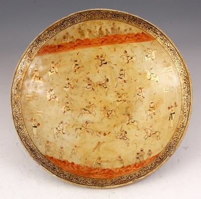 Lot 184 - A 19TH CENTURY PERSIAN LACQUERED PAPER MACHE...