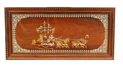 Lot 161 - A LARGE EARLY 20TH CENTURY INDIAN INLAID HARDWOOD PANEL