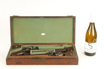 Lot 286 - WOGDON & BARTON, LONDON. A FINE CASED PAIR OF EARLY 19TH CENTURY FLINTLOCK DUELLING PISTOLS