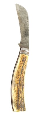 Lot 253 - A 19TH CENTURY STAG HORN PRUNING KNIFE BY W. SAYNOR