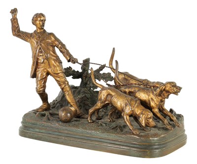 Lot 379 - ALFRED DUBUCAND. A 19TH CENTURY FRENCH GILT AND PATINATED BRONZE SCULPTURE