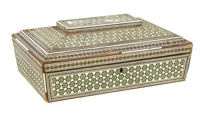 Lot 169 - AN 19TH CENTURY ANGLO INDIAN SANDEL WOOD BONE AND MIXED METAL INLAID BOX