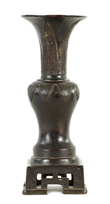 Lot 82 - AN EARLY CHINESE PATINATED BRONZE VASE