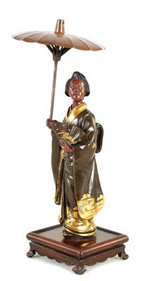 Lot 141 - A JAPANESE MIEJI PERIOD BRONZE AND GILT SCULPTURE BY GYOKO