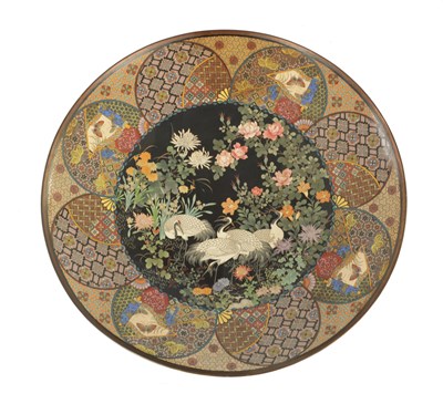 Lot 136 - AN IMPRESSIVE JAPANESE MEIJI PERIOD CLOISONNE ENAMEL CHARGER