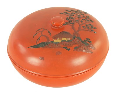 Lot 94 - A JAPANESE MEIJI PERIOD LACQUERWORK BOWL AND COVER