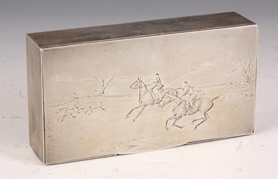 Lot 232 - A GEORGE VI SILVER CIGARETTE BOX the hinged...