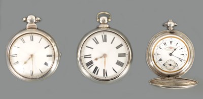 Lot 202 - A COLLECTION OF THREE SILVER POCKET WATCHES