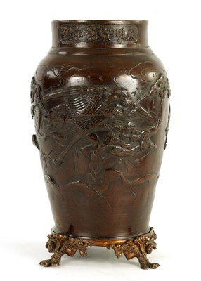 Lot 150 - A JAPANESE MEIJI BRONZE VASE