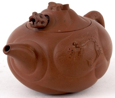 Lot 63 - A 19TH CENTURY CHINESE TERRACOTTA TEAPOT