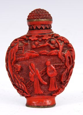 Lot 343 - A CHINESE CINNABAR SNUFF BOTTLE