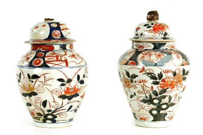 Lot 44 - A PAIR OF 18TH CENTURY CHINESE IMARI JARS AND COVERS