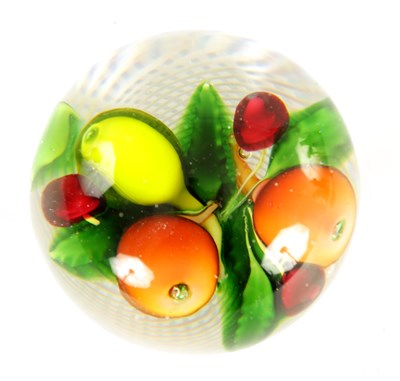 Lot 6 - A 20TH CENTURY SAINT LOUIS GLASS FRUIT BOUQUET PAPERWEIGHT