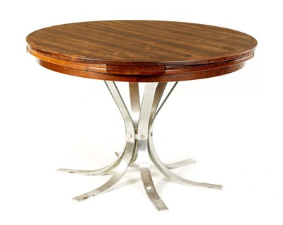 Lot 964 - A 1960’S DANISH FIGURED ROSEWOOD ‘FLIP-FLAP’ EXTENDING CIRCULAR DINING TABLE BY DYRLUND