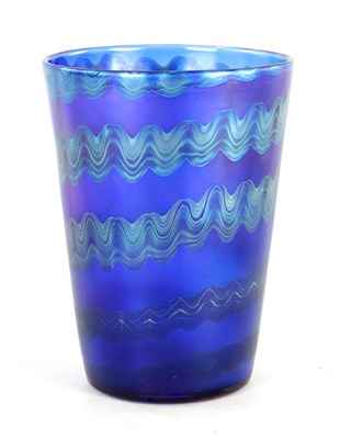 Lot 9 - AN EARLY 20TH CENTURY ART NOUVEAU DARK BLUE FLARED CYLINDRICAL VASE