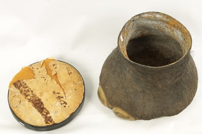 Lot 424 - A 19TH CENTURY ELEPHANTS FOOT STOOL