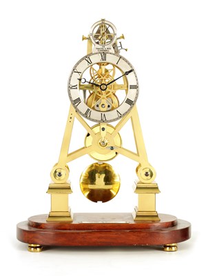 Lot 593 - THWAITES & REED, NO. 30 OF 100. A RARE LIMITED EDITION BRASS SKELETON CLOCK