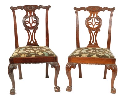 Lot 846 - A PAIR OF GEORGE III MAHOGANY SIDE CHAIRS