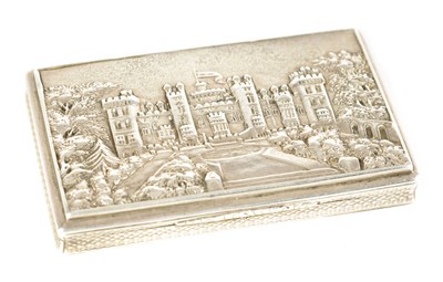 Lot 208 - A 19TH CENTURY SILVER NATHANIAL MILLS CASTLE TOP SNUFF BOX