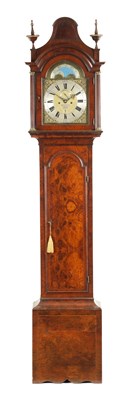 Lot 795 - WILLIAM CREAK, ROYAL EXCHANGE, LONDON.  AN EARLY 18TH CENTURY BURR WALNUT EIGHT-DAY LONGCASE CLOCK