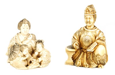 Lot 123 - TWO MEIJI PERIOD JAPANESE CARVED IVORY OKIMONO