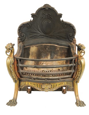Lot 344 - A REGENCY BRASS FIRE GRATE