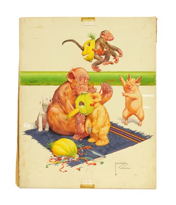 Lot 480 - CLARENCE LAWSON WOOD, RI (1878-1957) AN ORIGINAL WATERCOLOUR AND INK CARICATURE ILLUSTRATION