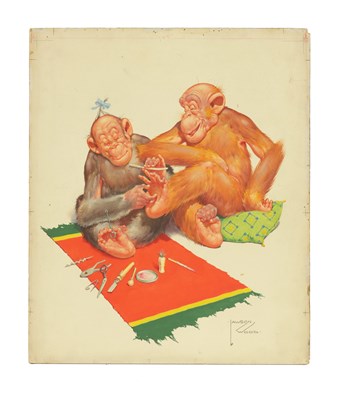 Lot 483 - CLARENCE LAWSON WOOD, RI (1878-1957) AN ORIGINAL WATERCOLOUR AND INK CARICATURE ILLUSTRATION