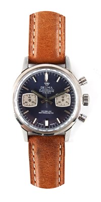 Lot 222 - A GENTLEMAN'S VINTAGE STEEL DELMA CHRONOGRAPH...