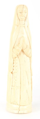 Lot 43 - A 19TH/EARLY 20TH CENTURY CARVED IVORY TUSK FIGURE