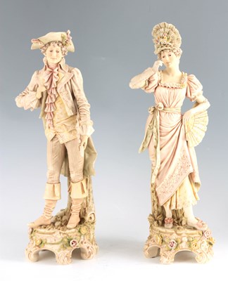Lot 50 - A PAIR OF LATE 19TH CENTURY ROYAL DUX FIGURES