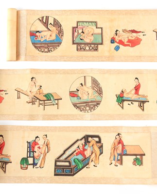 Lot 248 - A 19TH CENTURY CHINESE EROTIC PAINTED SCROLL