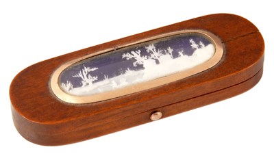 Lot 500 - A 19th CENTURY PATCH BOX having hinged lid...