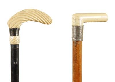 Lot 365 - TWO LATE 19TH CENTURY IVORY HANDLED WALKING STICKS
