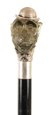 Lot 464 - AN UNUSAL LATE 19TH CENTURY SILVER MOUNTED AND ROCK CRYSTAL WALKING STICK
