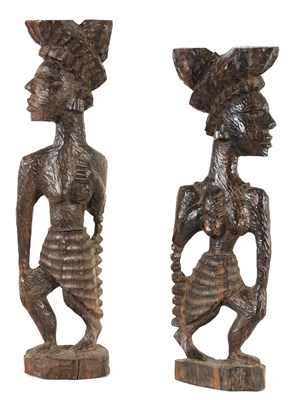 Lot 610 - A PAIR OF AFRICAN CARVED HARDWOOD STATUES