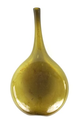 Lot 35 - AN UNUSUAL 18TH CENTURY GREEN GLASS DECANTER