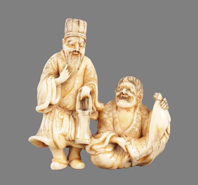 Lot 325 - AN 18TH CENTURY JAPANESE IVORY NETSUKE