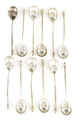 Lot 97 - A SET OF TWELVE LATE 19TH CENTURY RUSSIAN SILVER TEASPOONS