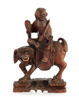 Lot 84 - A 19TH CENTURY CHINESE HARDWOOD CARVED FIGURE