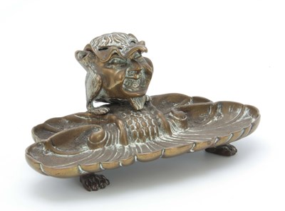 Lot 55 - A LATE 19th CENTURY NOVELTY BRASS DESK STAND