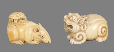 Lot 50 - TWO MEIJI PERIOD JAPANESE IVORY NETSUKE