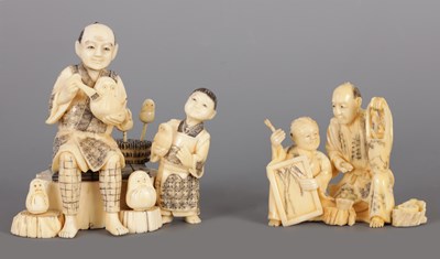 Lot 85 - TWO JAPANESE MEIJI PERIOD IVORY OKIMONO