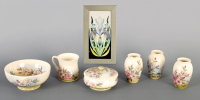 Lot 18 - A COLLECTION OF SIX MOORCROFT SPRING BLOSSOM PATTERN AND ANOTHER