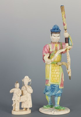 Lot 66 - TWO 19TH CENTURY IVORY CARVED FIGURES