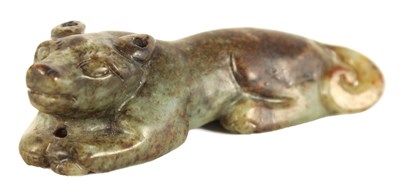 Lot 97 - A 19TH CENTURY CHINESE RUSET JADE CARVED SCULPTURE